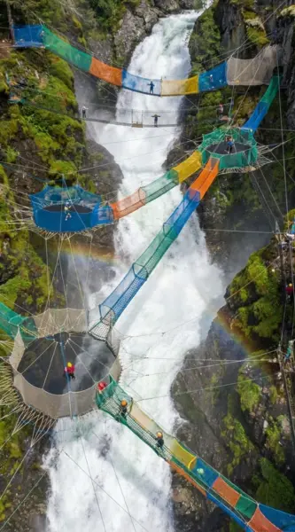 Skywalker adventure park project — aerial view of net adventure installation