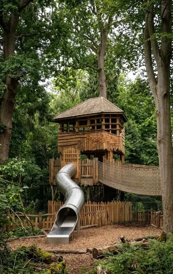 Skywalker Natural Playground — custom timber play structure in natural woodland setting