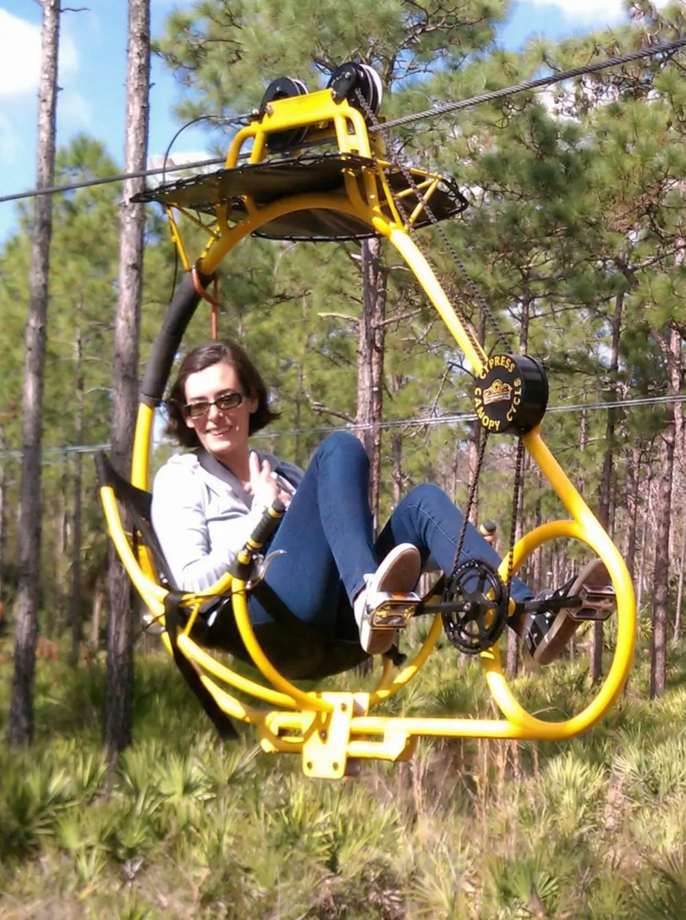 AirCruizer riders above the forest canopy